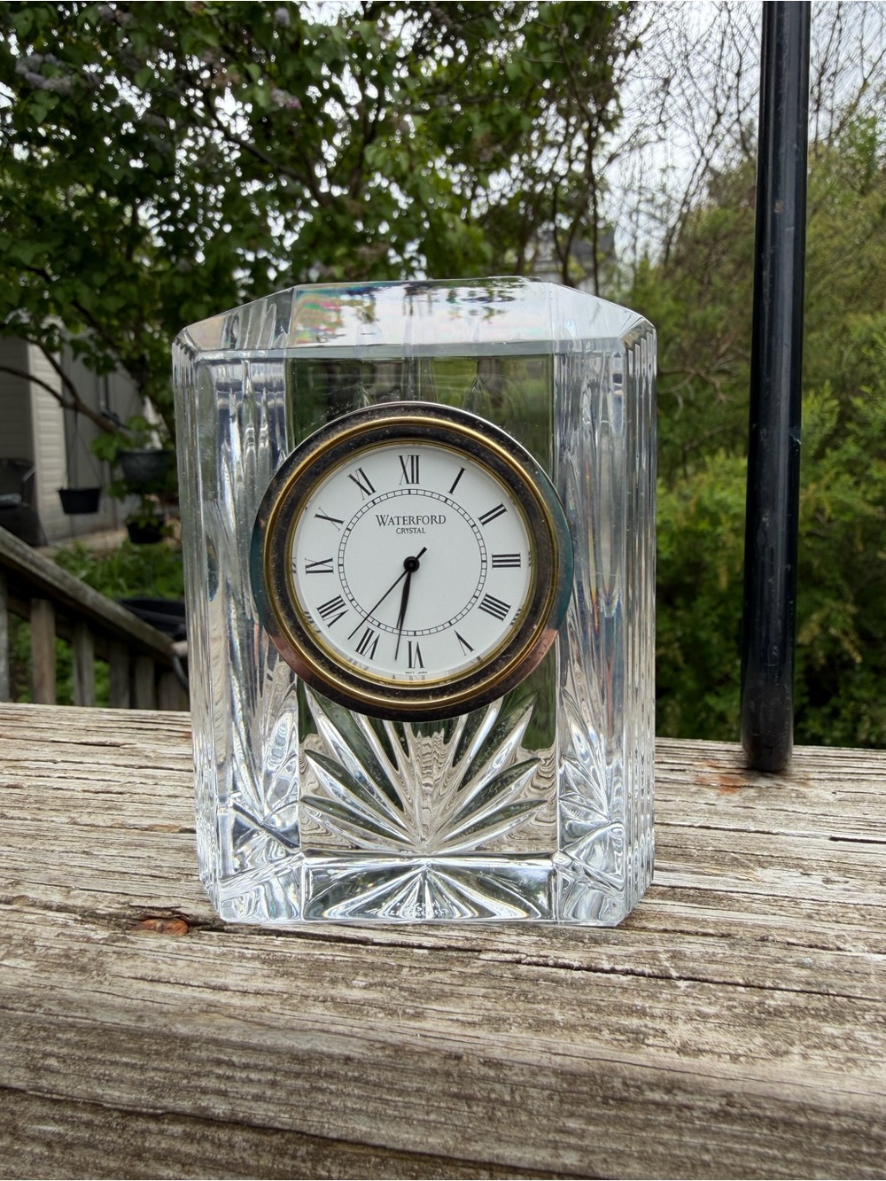 Waterford Crystal Colonnade Desk Clock 4” Height In Back New Battery Paperweight